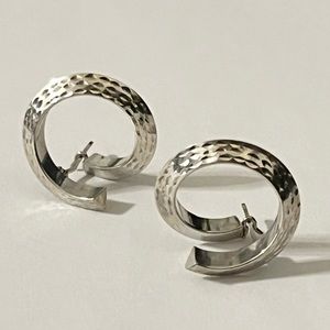 Vintage Sterling Silver Swirl Hoops Marked 925 Earrings